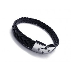 BRACELET GOURMETTE POUR HOMME EN VERITABLE CUIR ET FERMOIR ACIER 316L PROMO NEUF