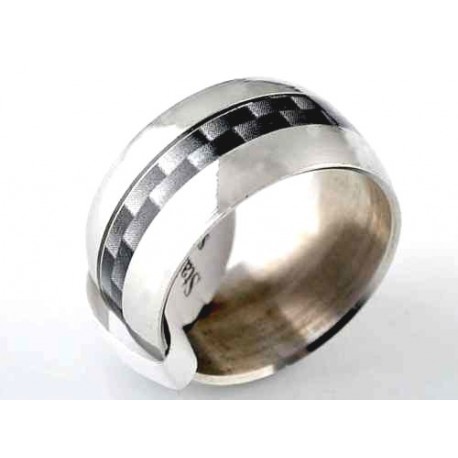 BAGUE ANNEAU POUR HOMME ADO EN ACIER ET FIBRE DE CARBONE NEUVE 262