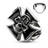 BAGUE HOMME ACIER CROIX CELTIQUE CRANE TETE DE MORT 13 CHANCE BIKER