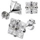 PAIRE BOUCLES D'OREILLES POUR HOMME FEMME ADO TIGE FERMOIR ACIER 9 CARRE ZIRCON DIAMS BLANCHE NEUVE diamètre 5mm 6mm 7mm