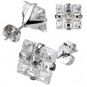 PAIRE BOUCLES D'OREILLES HOMME FEMME ADO ACIER 9 CARRE ZIRCON BLANCHE