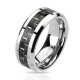 BAGUE ANNEAU HOMME ADO EN TUNGSTENE FIBRE DE CARBONE NOIR ET GRISE NEUVE 2313