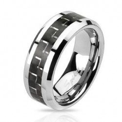 Bague tournante noire pour homme avec étoiles ZR0119