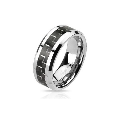 BAGUE ANNEAU HOMME ADO EN TUNGSTENE FIBRE DE CARBONE NOIR ET GRISE NEUVE 2313