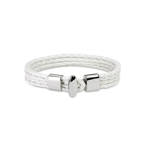 BRACELET POUR HOMME FEMME ADO 4 LIENS EN CUIR TRESSE BLANC ET FERMOIR EN ACIER NEUF ►76