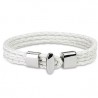 BRACELET POUR HOMME FEMME ADO 4 LIENS EN CUIR TRESSE BLANC ET FERMOIR EN ACIER