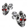 Pair of men's steel skull earrings biker punk gothic
