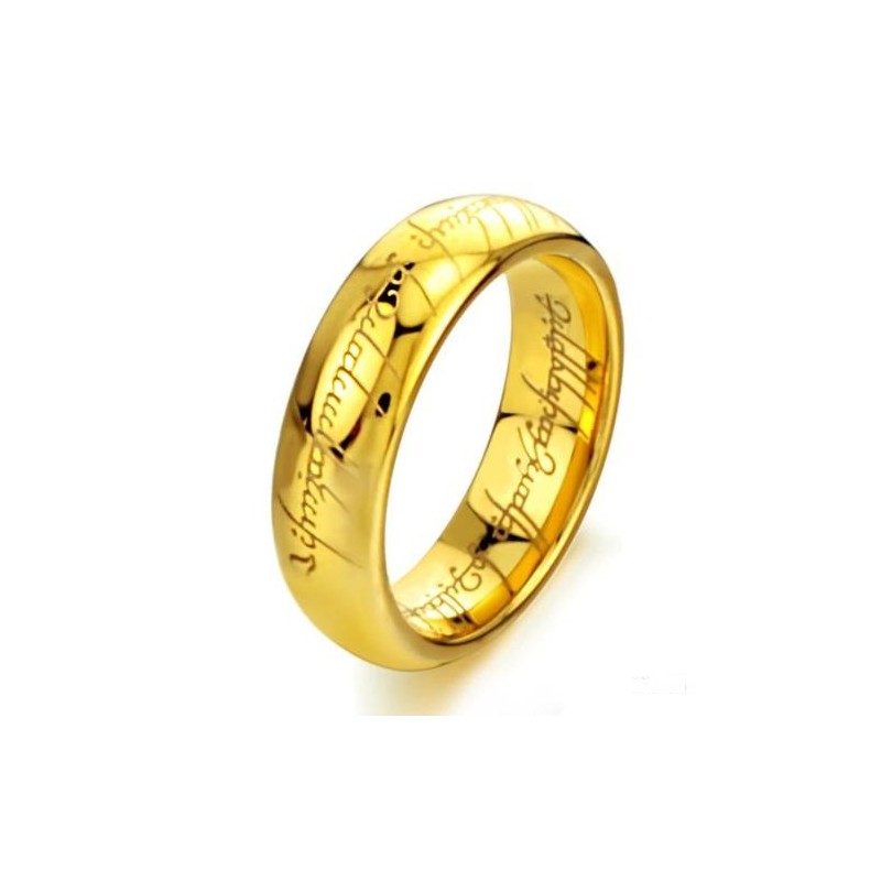 Anneau unique acier inoxydable plaqué or gravure laser Lord's gold ring 