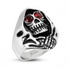 BAGUE HOMME ACIER TETE DE MORT ET YEUX ROUGE REAPER BIKER GOTHIQUE
