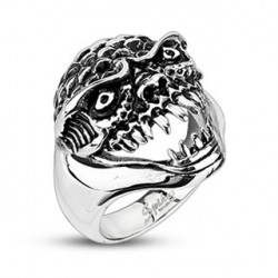 BAGUE HOMME ADO ACIER BIJOU MONSTRE DEMON EAU OCEAN BIKER GOTH GOTHIQUE NEUVE 2212