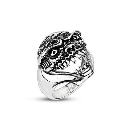 BAGUE HOMME ADO ACIER BIJOU MONSTRE DEMON EAU OCEAN BIKER GOTH GOTHIQUE NEUVE 2212