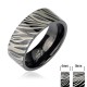 BAGUE ANNEAU HOMME FEMME ADO ACIER PLAQUE NOIR ZEBRE ARABESQUE STYLEE NEUVE 518