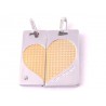 PENDENTIFS COEUR SECABLE SE SEPARANT EN 2 COUPLE AMOUREUX ACIER ET PLAQUE OR ET 2 CHAINES