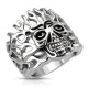 BAGUE POUR HOMME ACIER MASSIF TETE DE MORT ENFLAMMEE GOTH BIKER GOTHIQUE NEUVE 5145