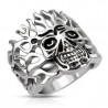 BAGUE POUR HOMME ACIER TETE DE MORT ENFLAMMEE GOTH BIKER GOTHIQUE