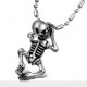 PENDENTIF POUR HOMME ACIER MASSIF SQUELETTE BEBE ENFANT GOTHIQUE + 1 CHAINE BOULE NEUF GX562