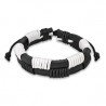 BRACELET RÉGLABLE HOMME ADO CUIR COULEUR BLANC NOIR CLUB FOOT RUGBY