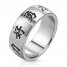 Bague anneau pour homme acier caractères chinois amour force courage