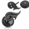 PAIR OF MEN'S EARRINGS STEEL ROUND CHIP BLACK TRIBAL FAKE PIERCING