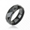 BAGUE ANNEAU POUR HOMME EN TUNGSTÈNE FACETTES EN LOSANGE NOIR