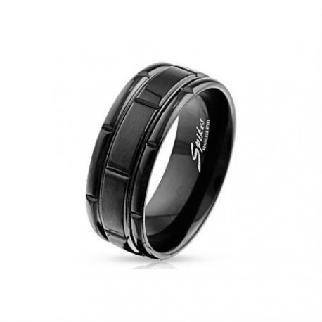 BAGUE HOMME TITANE MASSIF PLAQUE NOIR ORIGINALE PAS CHER NEUVE