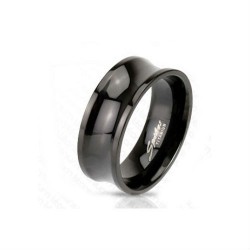 BAGUE HOMME TITANE MASSIF PLAQUE NOIRE FORME CONCAVE NEUVE