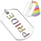 PENDENTIF FEMME HOMME ACIER PLAQUE DOUBLE GAY PRIDE + 1 CHAINE NEUF