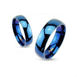 BAGUE POUR HOMME FEMME COUPLE EN TUNGSTÈNE BLEU POLI SOLIDE NEUVE