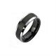 MEN'S RING SOLID TUNGSTEN SATIN RIBBON SMOOTH BLACK MIRROR EFFECT