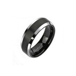 BAGUE ANNEAU HOMME TUNGSTENE MASSIF NOIR LISSE EFFET MIROIR NEUVE