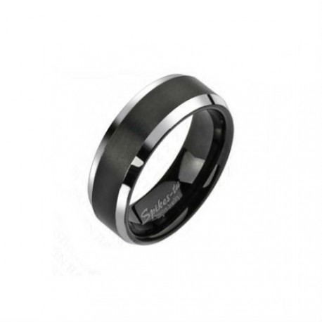 BAGUE ANNEAU HOMME TUNGSTENE MASSIF NOIR LISSE EFFET MIROIR NEUVE