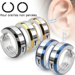 PAIRE BOUCLES D'OREILLES POUR HOMME ADO TIGE FERMOIR ACIER RONDE ZIRCON DIAMS SWAROVSKI BLANC 5mm NEUF