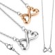 PARURE FEMME CHAINE + PENDENTIF EN FORME DE COEUR PAPILLON EN ACIER OU PLAQUE OR CUIVRE NEUVE