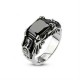 Steel and onyx stone gothic bat claw ring for women