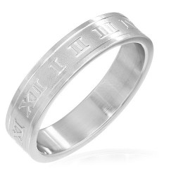 BAGUE ANNEAU POUR HOMME FEMME ADO ACIER CHIFFRES ROMAINS GRAVES NEUF