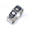 BAGUE ANNEAU HOMME ACIER MASSIF TETE DE MORT DEMON NOIR BIKER