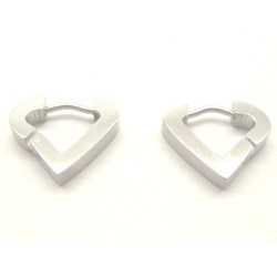 PAIRE DE BOUCLES D'OREILLES POUR FEMME ACIER EN FORME DE COEUR NEUVE