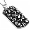 PENDENTIF HOMME BIKER ACIER MASSIF PLAQUE TÊTES DE MORTS ET 1 CHAINE