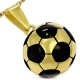 PENDENTIF HOMME PLAQUE OR NOIR FORME BALLON DE FOOT FOOTBALL ET 1 CHAINE