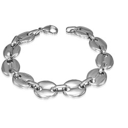 BRACELET GOURMETTE POUR HOMME EN VERITABLE CUIR ET FERMOIR ACIER 316L PROMO NEUF