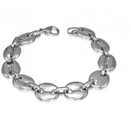 BRACELET GOURMETTE POUR HOMME EN VERITABLE CUIR ET FERMOIR ACIER 316L PROMO NEUF