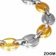 BRACELET FEMME ACIER & PLAQUE OR LARGE GRAINS DE CAFE 10mm