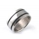 BAGUE ANNEAU ALLIANCE HOMME ACIER INOXYDABLE 2 LIGNES NOIR
