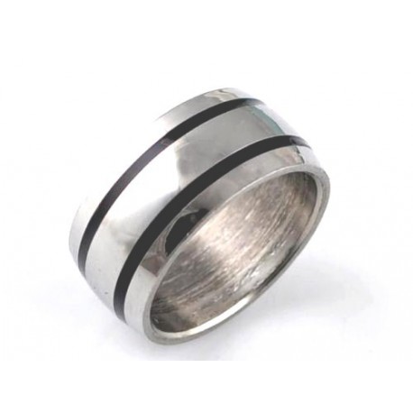 BAGUE ANNEAU ALLIANCE POUR HOMME ADO EN ACIER INOX 316L NOIR NEUVE