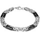 BRACELET HOMME ACIER MAILLE BYZANTIN & CROIX LATINE PLAQUE NOIR