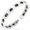 BRACELET GOURMETTE POUR HOMME CERAMIQUE NOIR BLANCHE MAGNETIQUE