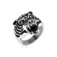 Bague homme acier inoxydable animal tête de tigre gueule ouverte