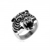 Bague homme acier inoxydable animal tête de tigre gueule ouverte