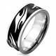 Bague anneau homme acier inox plaqué noire tribal relief originale