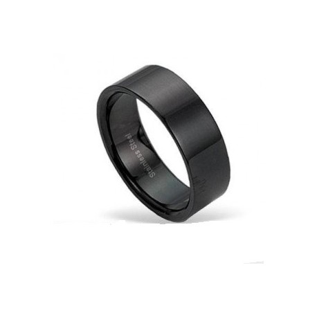 BAGUE TOUTE PLAQUE NOIR POUR HOMME ADO EN ACIER INOX 316L NEUVE